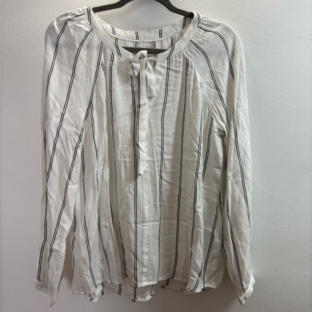 NWOT Max Jeans White Stripe Peasant Blouse M